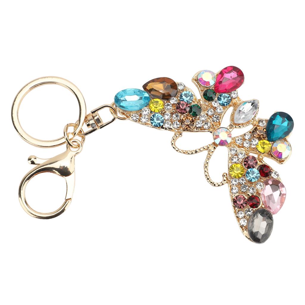 Kristall Schmetterlingsförmiger Schlüsselanhänger Schlüsselring Bling Niedlicher Strass Handtaschenanhänger für Frauen für Autoschlüsselanhänger Tasche Handtasche