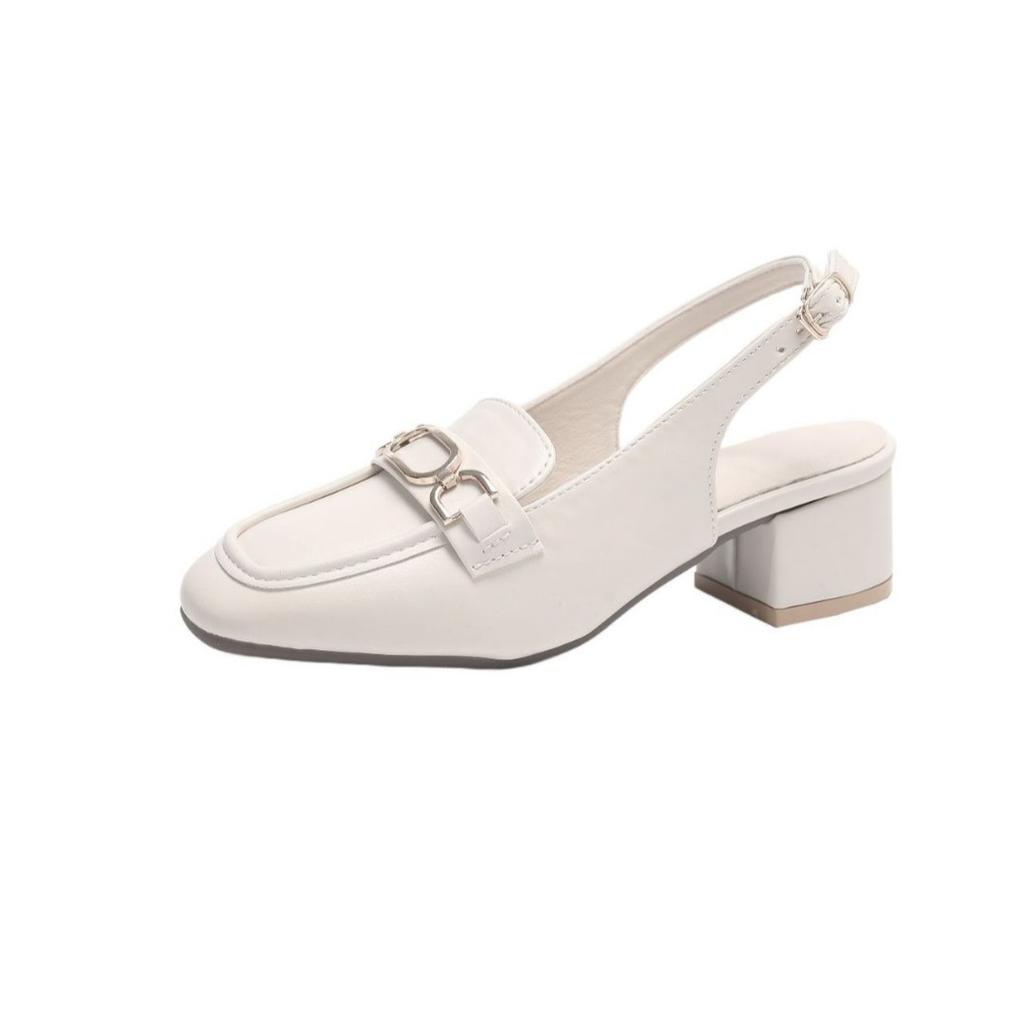 Foreign trade sandals bag head outer wear 2025 new summer middle heel women's shoes fashion muller shoes thick heel half slippers women