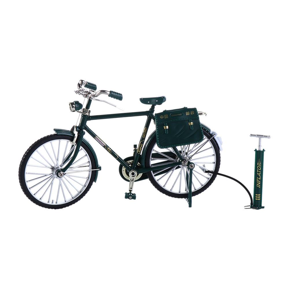 1:8 Bicycle Model Vintage Chinese Postman Bicycle Home Desktop Decor Cycling Figurine DIY Microlandscape Retro Bike Kids Toys