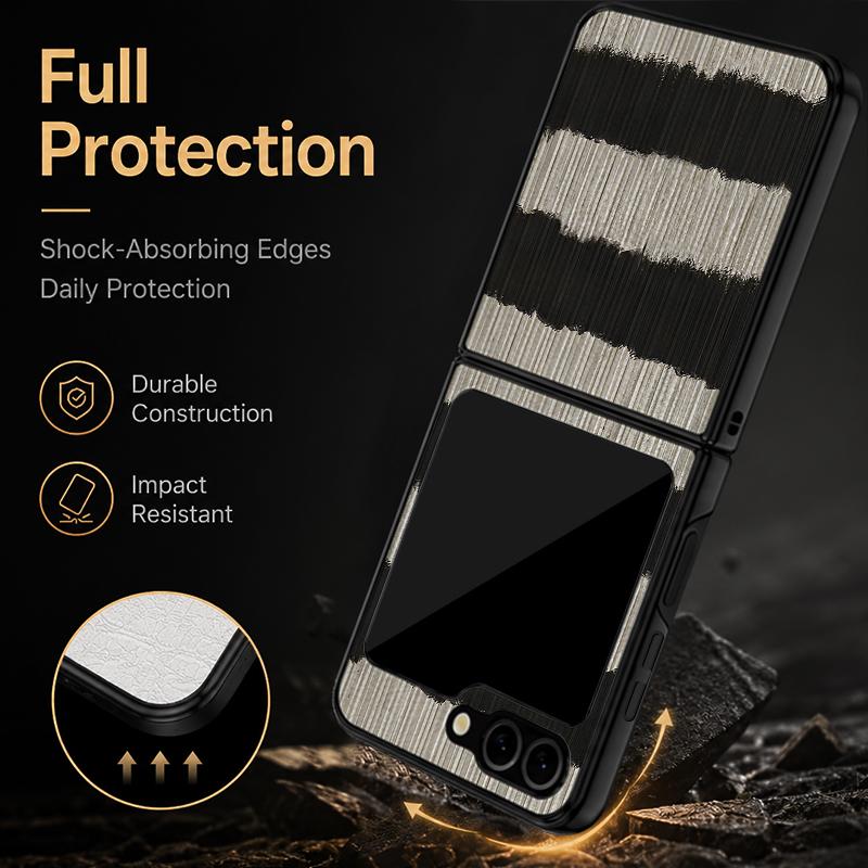 Fashion Striped Duck Heart Case For Samsung Z Flip 8 7 FE 6 5 4 Hybrid Leather Skin Hard PC Bumper Cover For Galaxy Z Flip8 Flip7 Flip6 Flip5