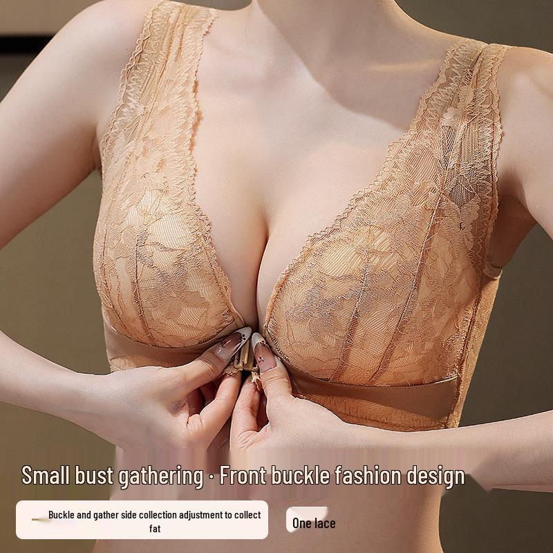 Damen Bügelloser Push-Up-BH mit Frontverschluss - Anti-Hänge-Effekt, Dünner Stil, Seitenstütze und Schönes Rückendesign