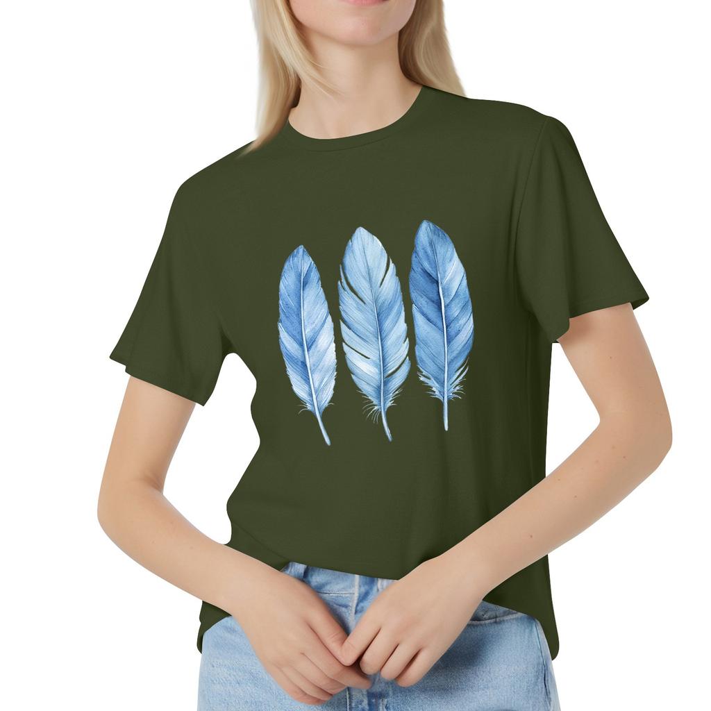 Women's Fashion Casual Printed Short Sleeve Round Neck Pullover Tops