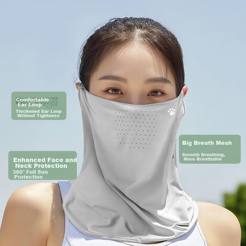 KELME Sun Protection Face Mask Ear-Hook Cycling Ice Silk Neck Gaiter Magic Headscarf Windproof Dustproof Mountaineering Gear for Men and Women