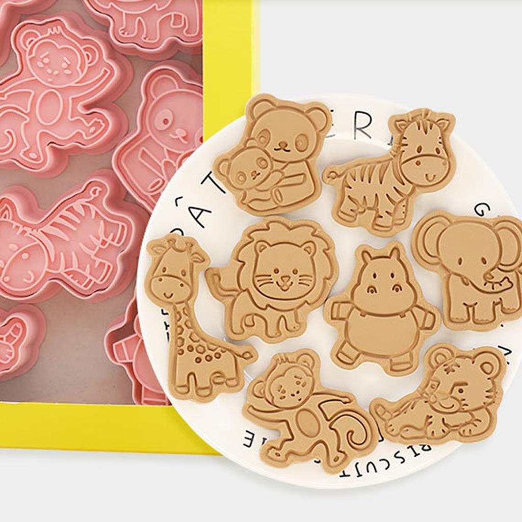 8Pcs Cookie Cutter Animal Shape Food Grade Plastic Biscuit Baking Mold Cutter for Cookies Fondant