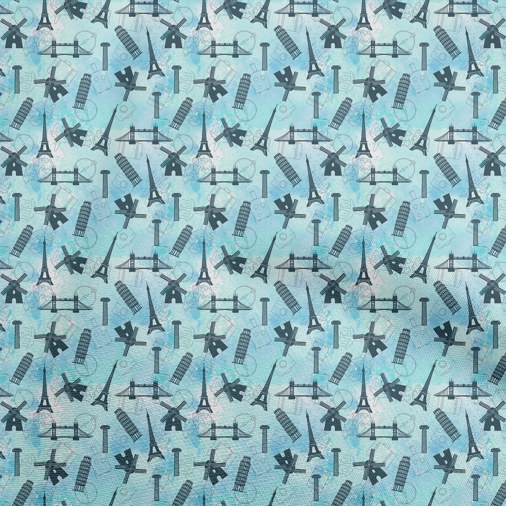 

oneOone Cotton Flex Brown Fabric Travel Sewing Material Print Fabric By The Yard 40 Inch 42 Inch Wide - Viscose Chiffon бірюзовий колір синій