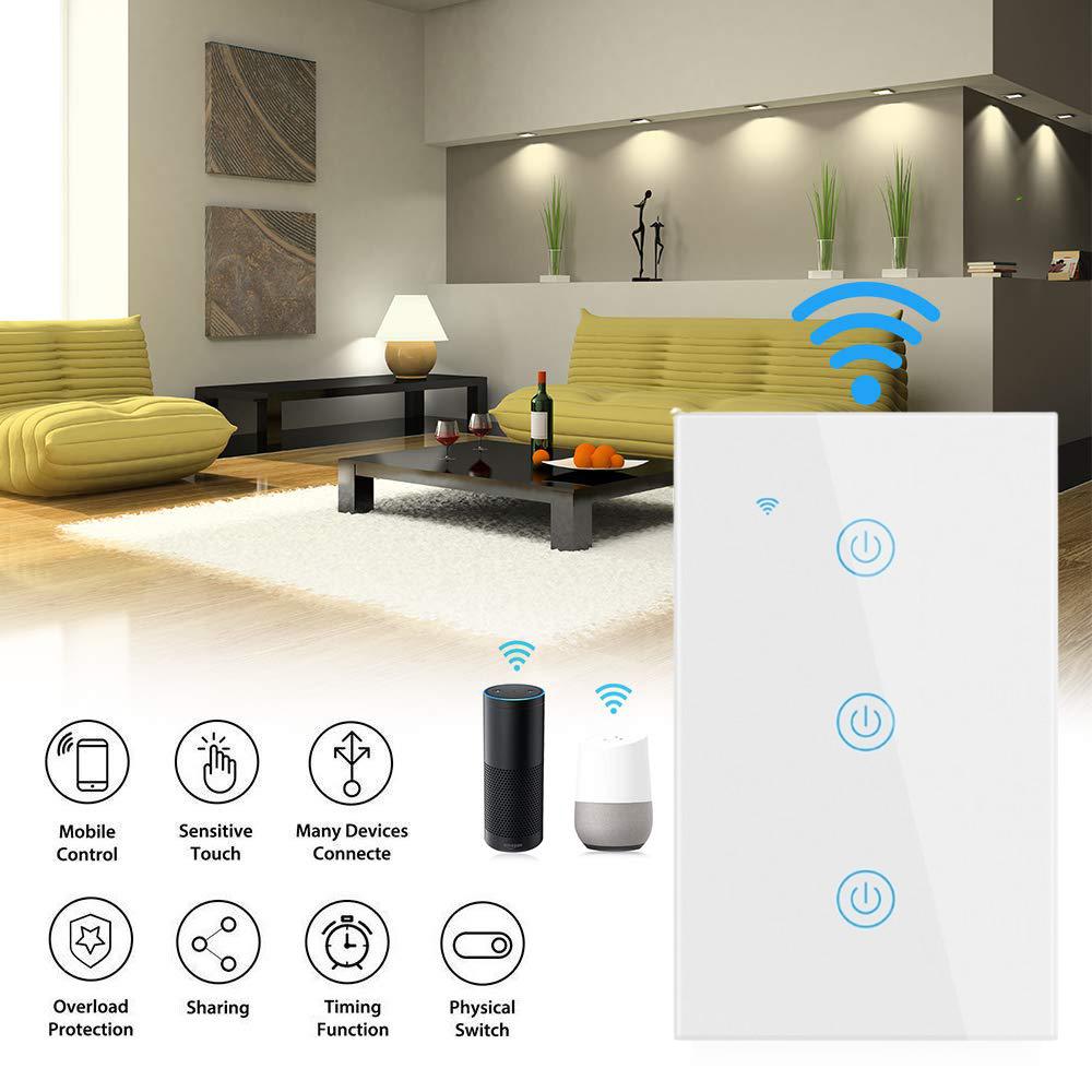 BZ AU US Standard Smart Life Ewelink Compatible Wall Switches WiFi Remote Control 240V Neutral Wired Glass Panel Switch CE