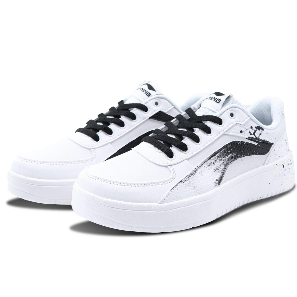 Li Ning Tianji Slip Resistant Abrasion Resistant Low top Skateboard Shoes Men's Black White AGCP335-7(Team147-)