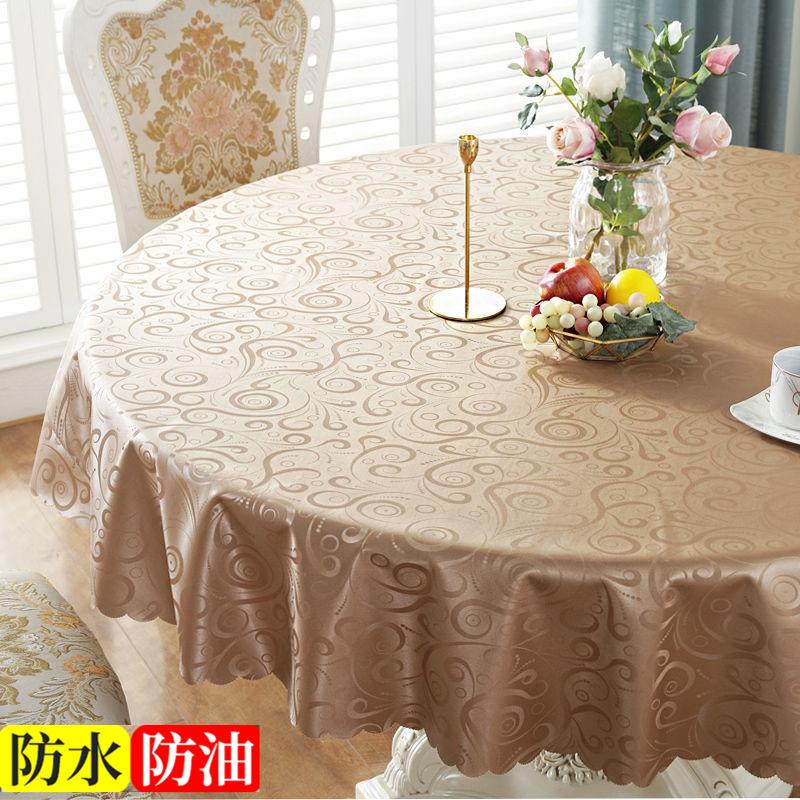 European Style Fabric Wedding Pad Round Household Printed Waterproof Desk Cloth Solid Color Hanging Non Washable Tablecloth