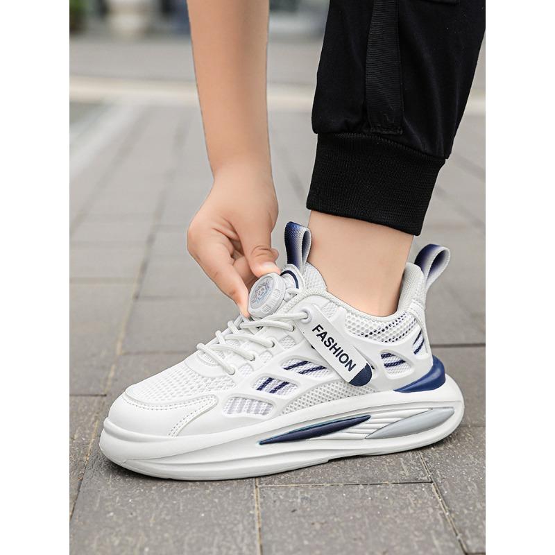 Kids' Rotating Buckle Sneakers Breathable Mesh Air Cushion Non-slip Running Shoes