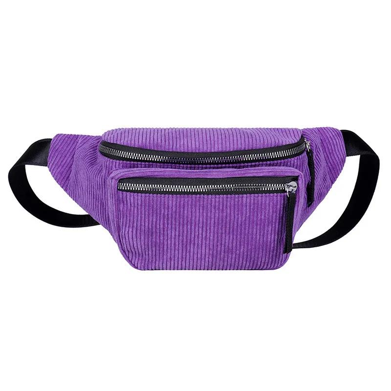 Sac banane en velours côtelé pour femme, sac de poitrine à fermeture éclair, sac de sport, de voyage, de taille, sac banane tendance pour téléphone