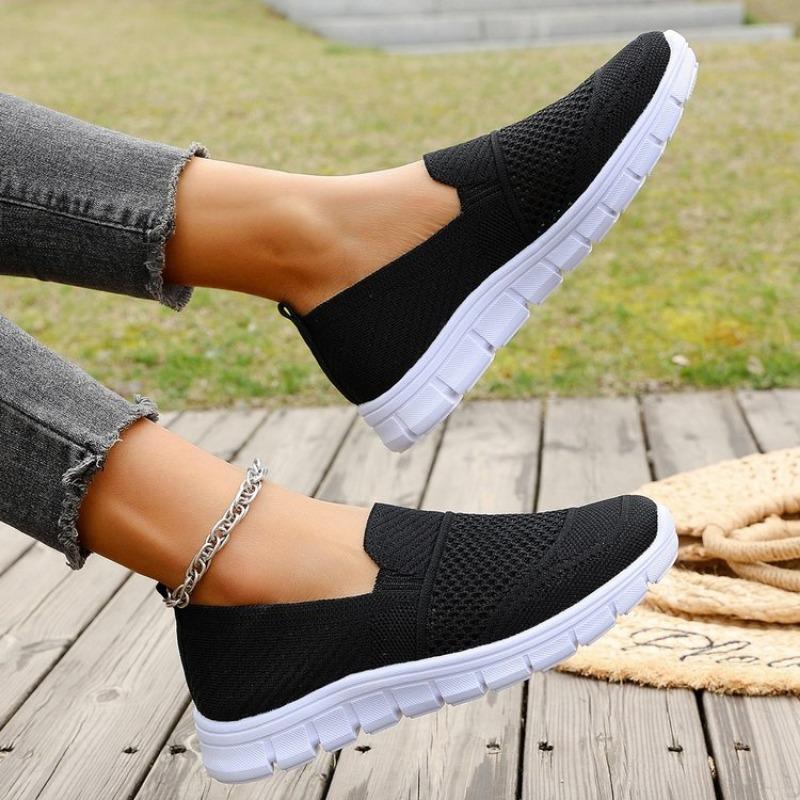 Fashion Casual Sports Shoes Round Head Deep Mouth Mesh Cloth Breathable Soft Sole Anti-slip Wear-resistant Flat Shoes
