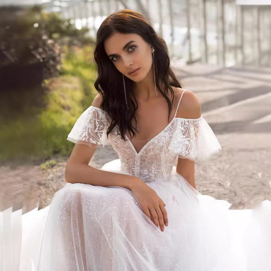 Nouvelle robe de mariée européenne et américaine grande taille printemps slim fine robe en dentelle pour personnes fortes