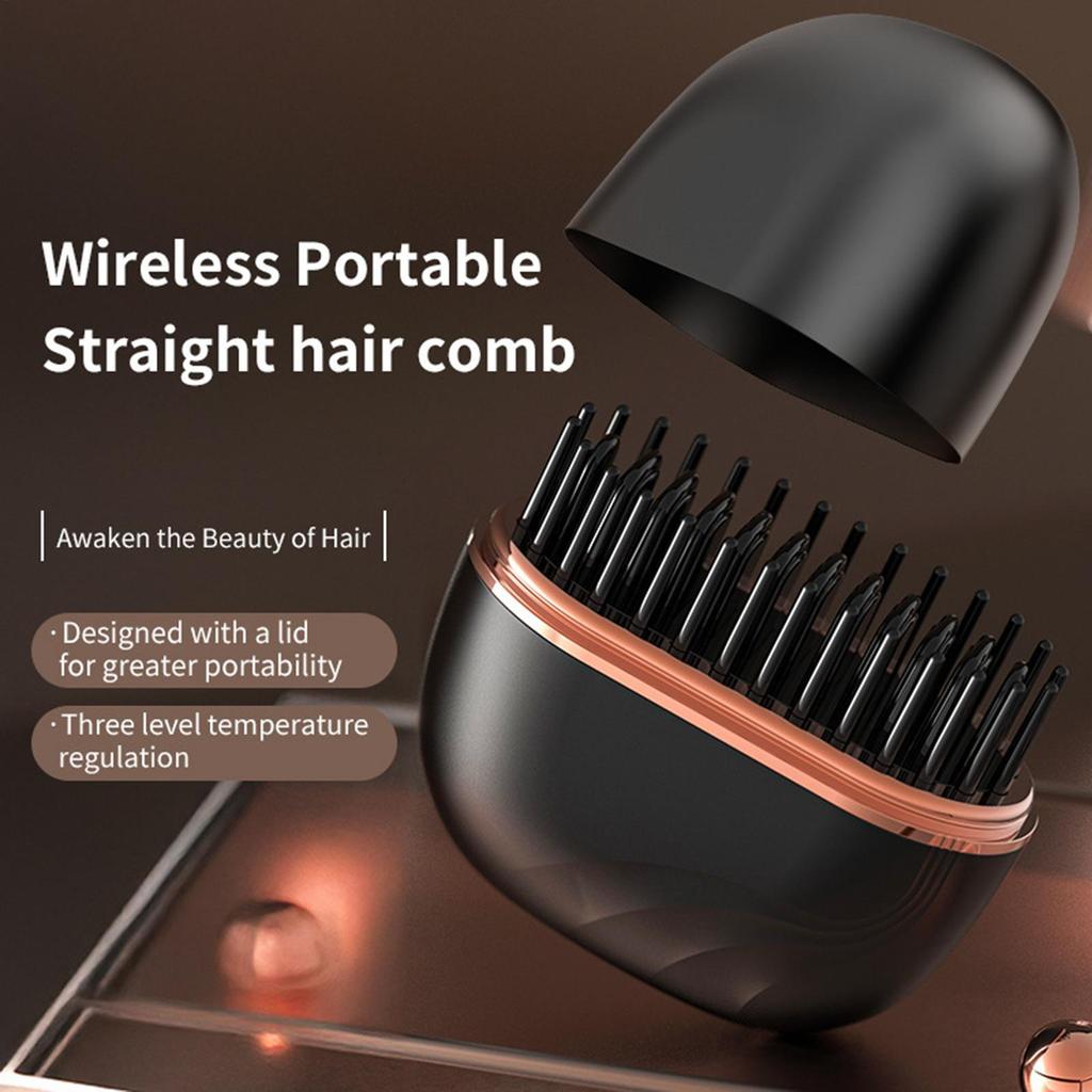 Kabelloser Haarglätter-Kamm, Tragbarer Mini-Glättkamm für Reisen, Haarstyling-Werkzeug für Frauen Mädchen, Tägliche Anwendung