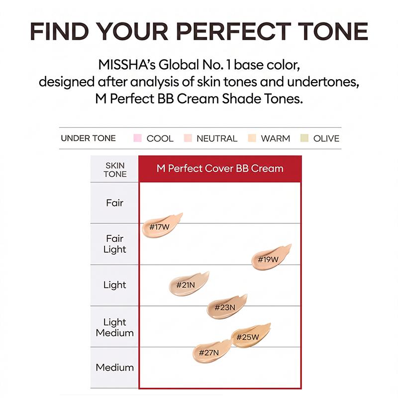 MISSHA M Perfect Cover BB Cream Pro SPF42 PA+++ 50ml (4 Options)