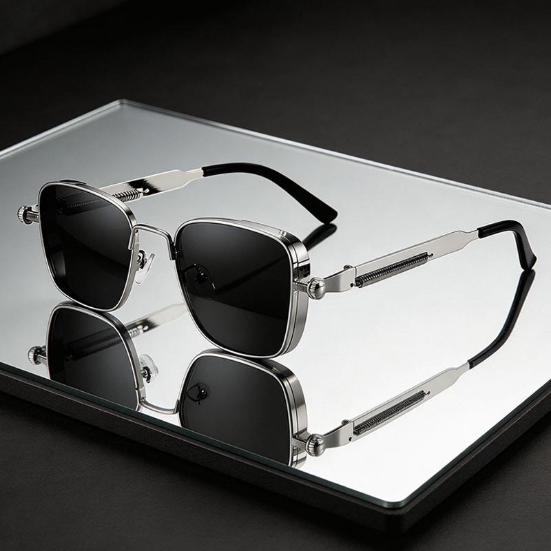Trendy Retro Steampunk Metal Square Sunglasses - European & American Style
