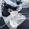 Damen Frühling Sommer Sexy Netz Satin Ausgeschnitten Rücken Schleife Niedrige Taille Slips