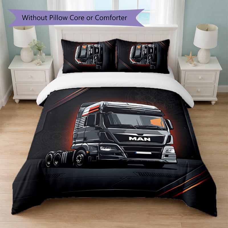 Hombre camión Estampado Juego de Ropa de Cama de 3 Piezas Funda Nórdica Con Dos Fundas de Almohada Ropa de Cama Suave Para Dormitorio del Hogar