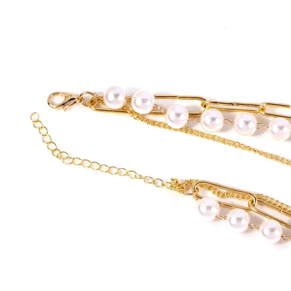 Elegant Multi-layer Pearl Necklace With Geometric Design For Fashionable Style