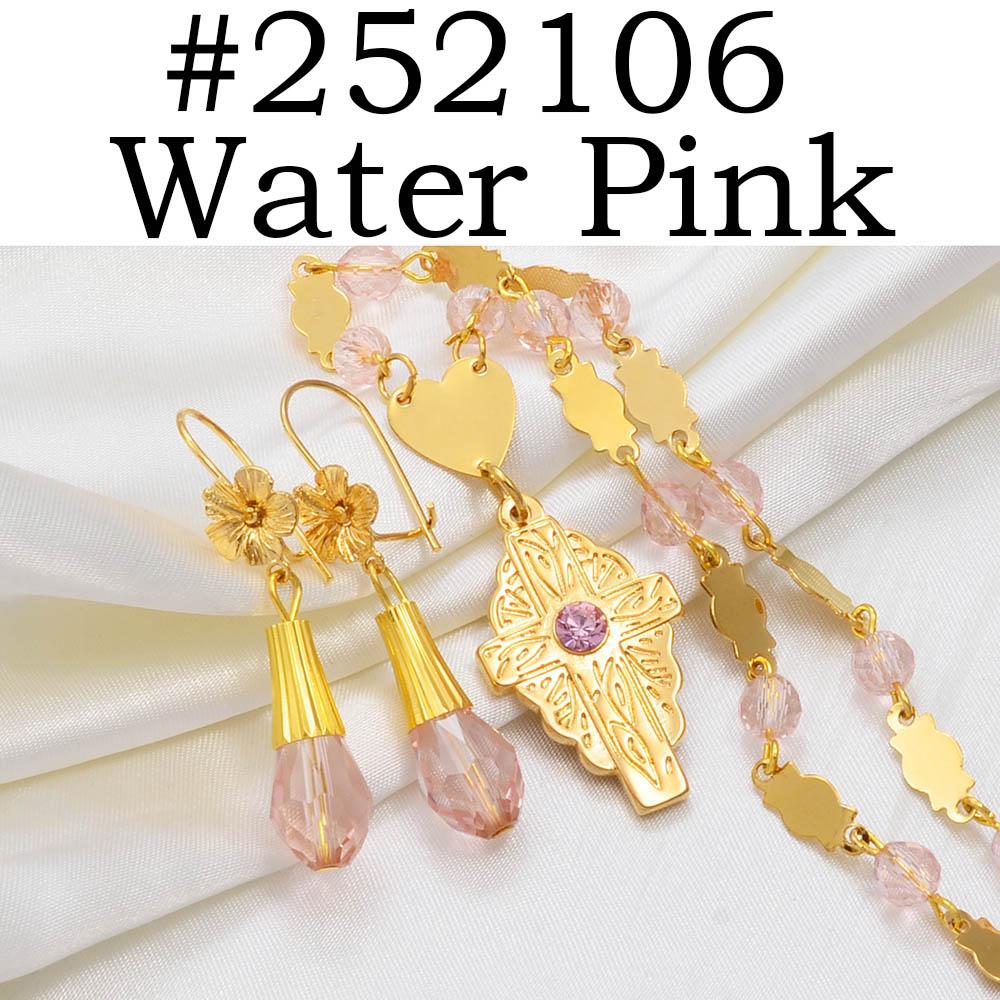 Hawaiian Cross Jewelry Sets Flower Pendant Necklaces Earrings Crystal Beads Ball Chains Guam Micronesia Chuuk #252106