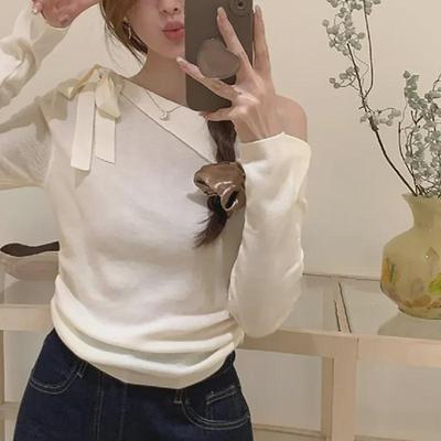 Women's French Style Slim Off-Shoulder Sweater Top