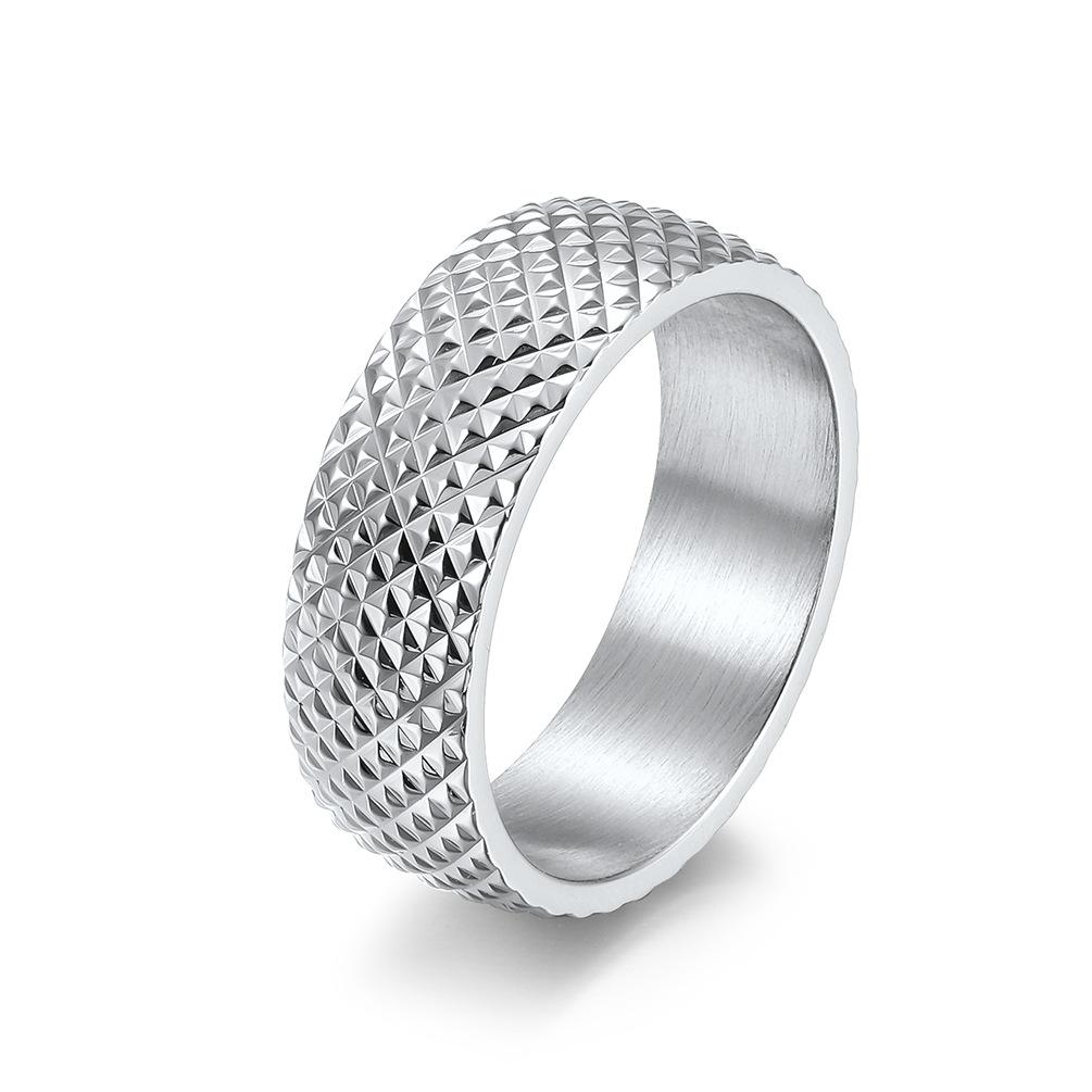Stainless Steel Rhombus Cutting Surface Men s Ring European and American Wind Titanium Steel Men s and Women s Neutral Wind Jewelry 6#