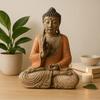 Buddha Statue Hand Carved 40cm Vintage Orange Teaching