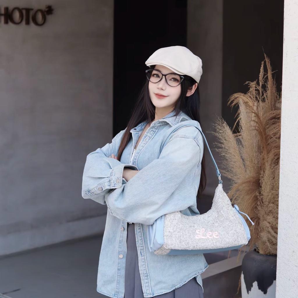 New Lee Fabric Shoulder Bag Women's Beige Cyan LE250033M-422