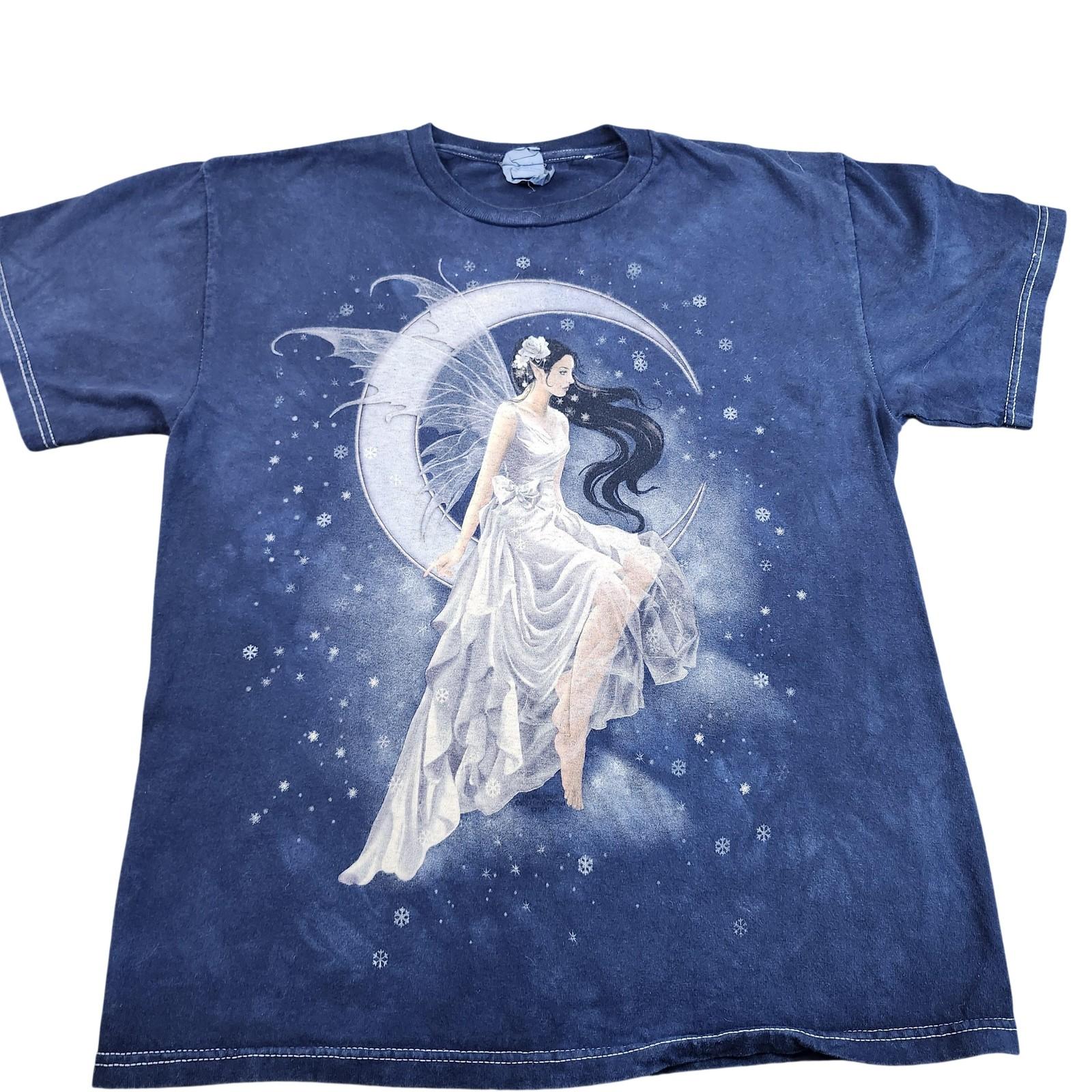 Delta Shirt Mens Medium Blue Fairy Moon Celestial Graphic Tee Fantasy Goddess Unisex T-Shirt XL