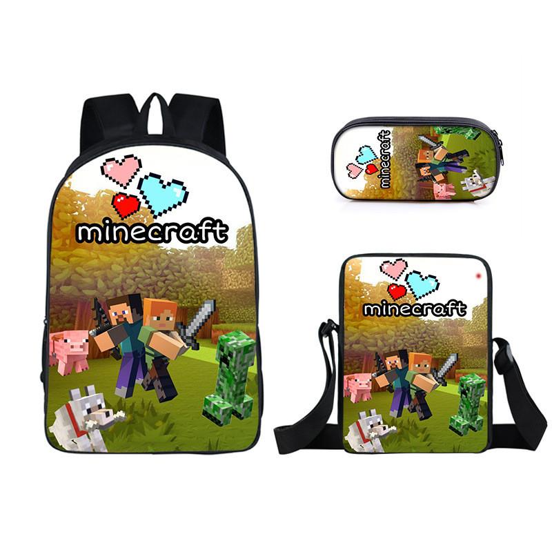 Minecraft Cartoon Game Character Printed Children Large Capacity Backpack