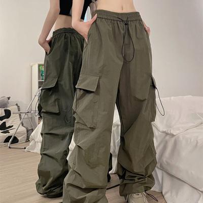 Amerikanische High Street Lockere Weitbeinige Cargohosen für Damen Herbst und Winter Ins Schlankmachend, Lässig und Vielseitig Street Dance Bodenlange Hosen
