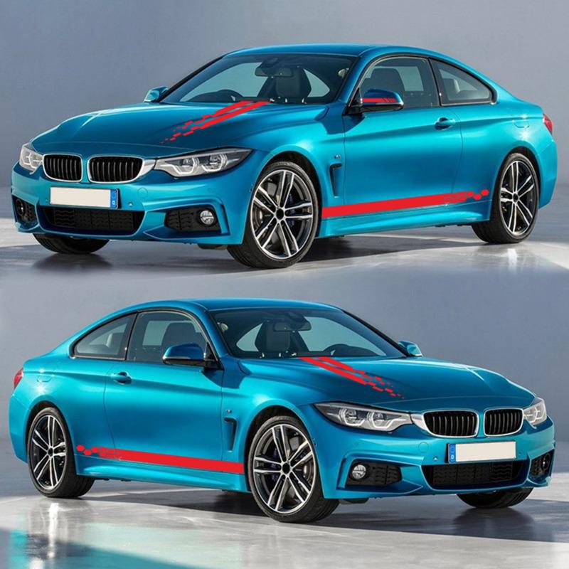 5 Pieces  Vinyl Car Side Sticker Auto Body Racing Sports Decals Universal Car Truck DIY Decal Stripe Vinyl Stickers Decoration