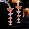 Micro Pave Colorful Zirconia Leaf Dangle Earrings for Women Brand Designer Luxury Wedding Temperament Ginkgo Biloba Earrings