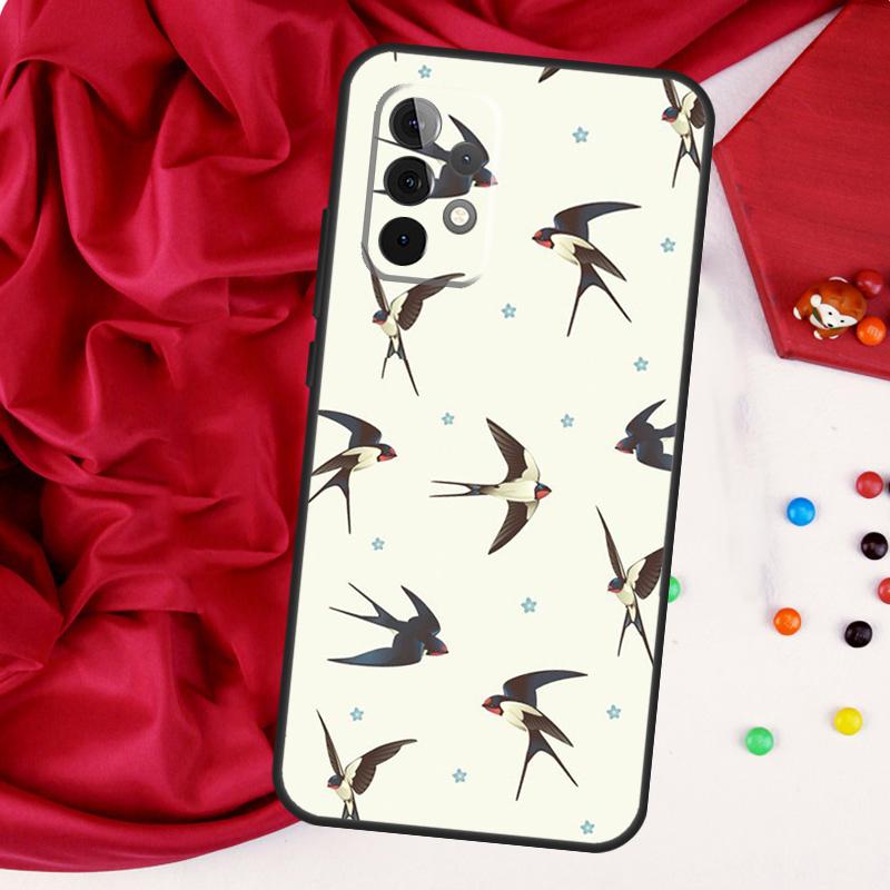 Swallow Collage Pattern For Samsung Galaxy A15 A55 A53 A33 A35 A22 A32 A52 A54 A34 A14 A56 A36 A26 A16 A05 A06 Case