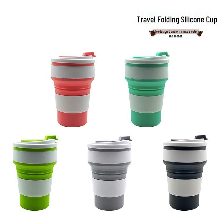 350ml Portable Silicone Collapsible Cup with Lid - High Temp Resistant & Anti-Scald Coffee Mug