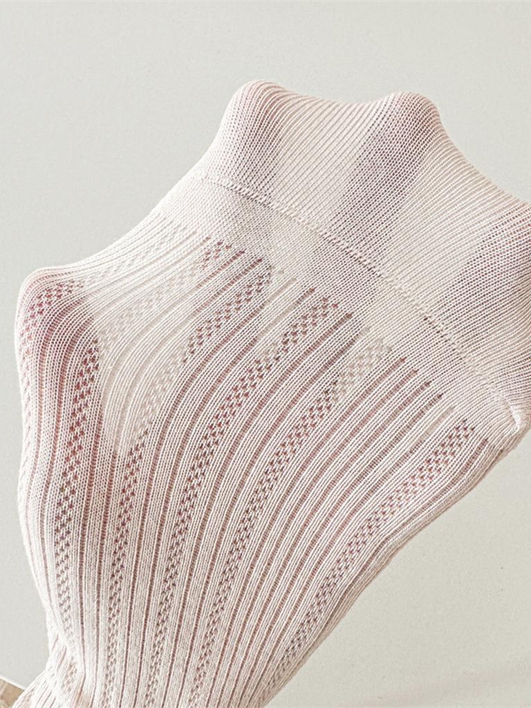 3 Pairs Women Summer Thin Mesh Socks Women Short Ssocks Student Solid Color Simple Summer Midsole Breathable Sports Socks