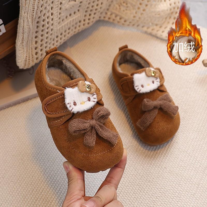 Girls Fleece Lined Bow Decor Winter Flat Shoes 21 жёлтый