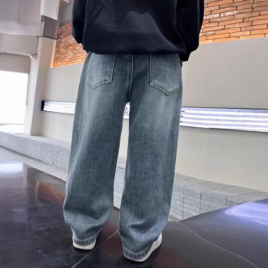 Kinderen Wijdvallende Jeans Hoge Taille Casual Rechte Pijp Broeken Modieuze Kinder Jeans voor Lente Zomer