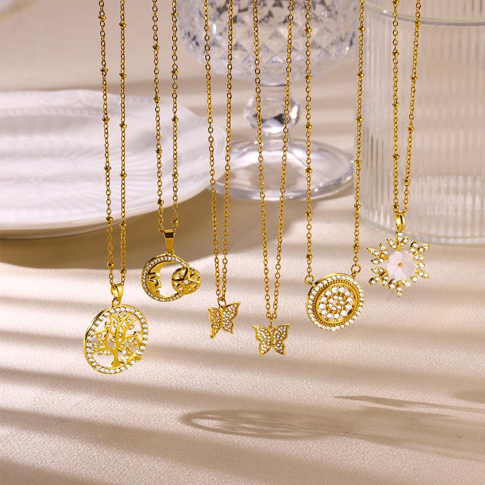 Imitation Pearl Pendant Necklaces For Women Stainless Steel Zircon Heart Charm Clavicle Chain Necklace Aesthetic Jewelry Gift