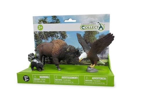 Collecta zestaw 3 dzikich zwierząt w opakowaniu skunks bielik bizon
