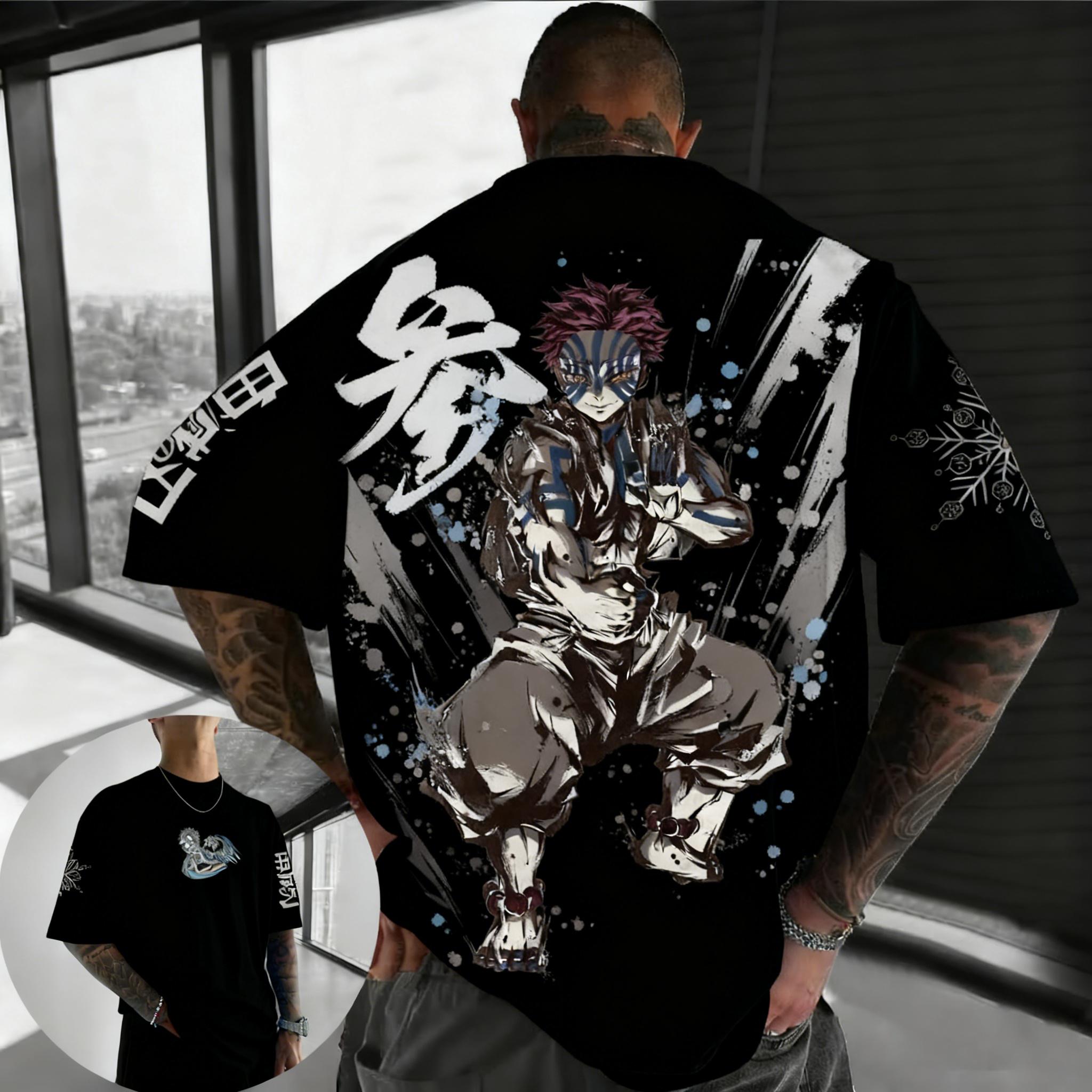 

Demon Slayer Akaza Anime Printed Men s T-shirt Fashionable and Casual Loose Oversized Harajuku Style Cotton Parent Child Top XS