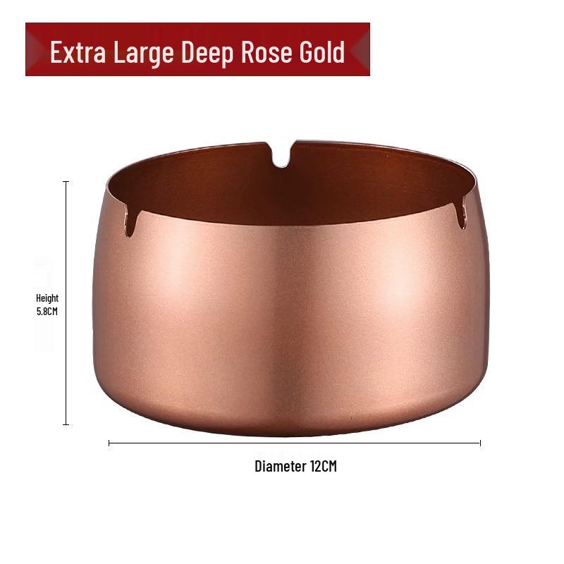 Customized Windproof Stainless Steel Ashtray with Engraved Silk Flower for Bars, Cafes, and Living Rooms