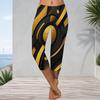 Women Plus Size Capri Leggings Black Gold Geometric 3D Print High Waist Stretchy Athletic Tights For Yoga Running Casual Daily Wear