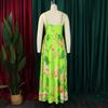 Spring and Summer Fashion Temperament V-neck Suspender Printed Beach Long Skirt Sexy Fashion Casual Women's Dress