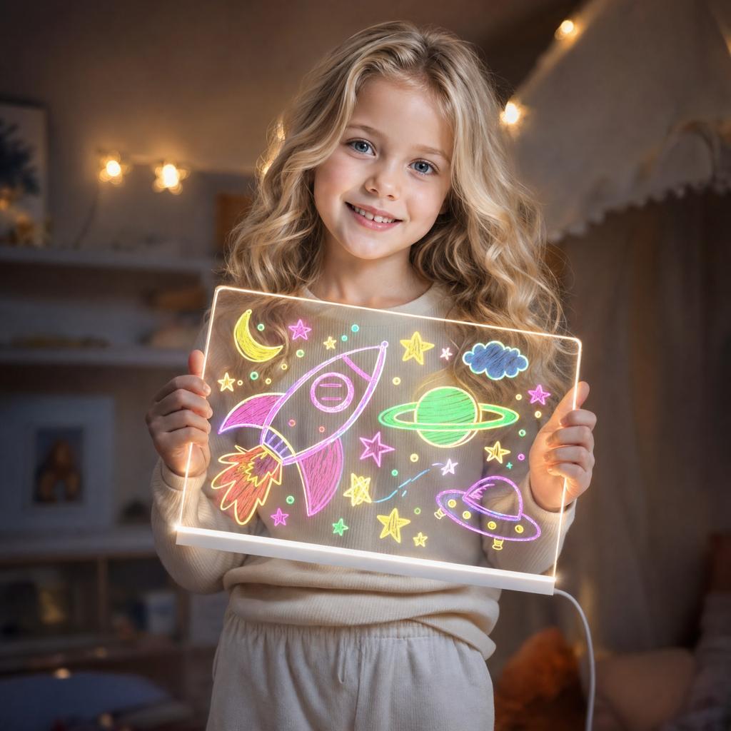 Kids Light Up Drawing Board - Acrylic Transparent Writing Tablet for Tracing, Sketching, and Creative Play, LED Light Board