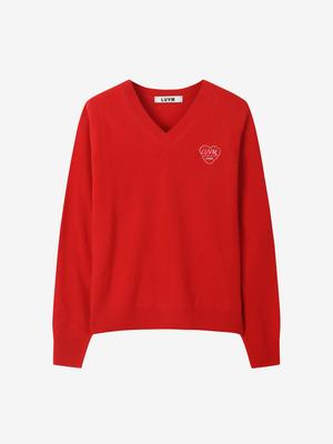 LUVM V-Neck Knit Pullover_Red