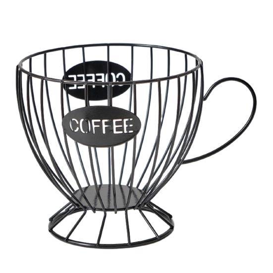 Coffee Pods Holder Mug Shape Coffee Capsule Basket Metal Wire Coffee Pods Organizer for Home Cafe Counter Table Bar