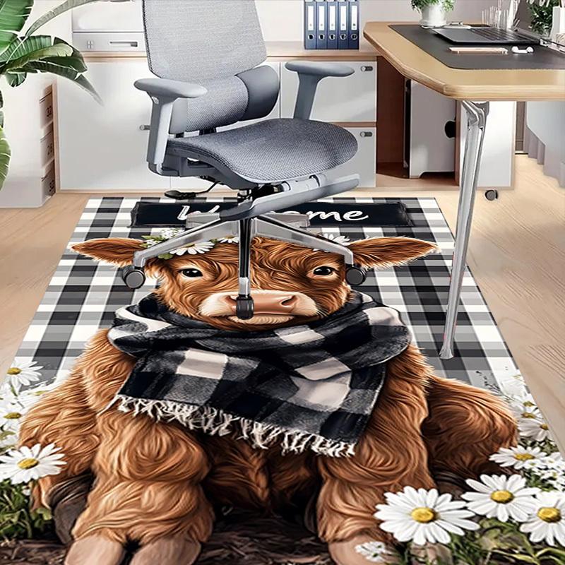 1PC cow, daisy Carpet Office Rug Mat Home Decor Area Carpet Festival Gift Office desk chair carpet Longlasting Material