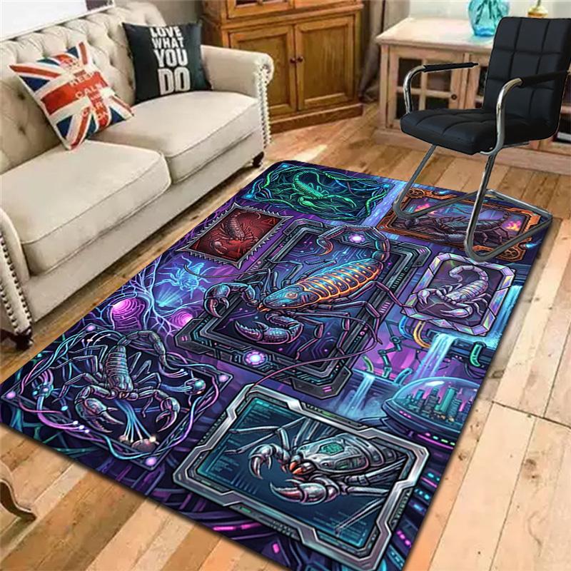 Cybernetic Scorpion Evolution Pattern Rug Floor Mat for Living Room or Bedroom Soft and Comfortable Carpet a Gift for Birthday and Holiday.