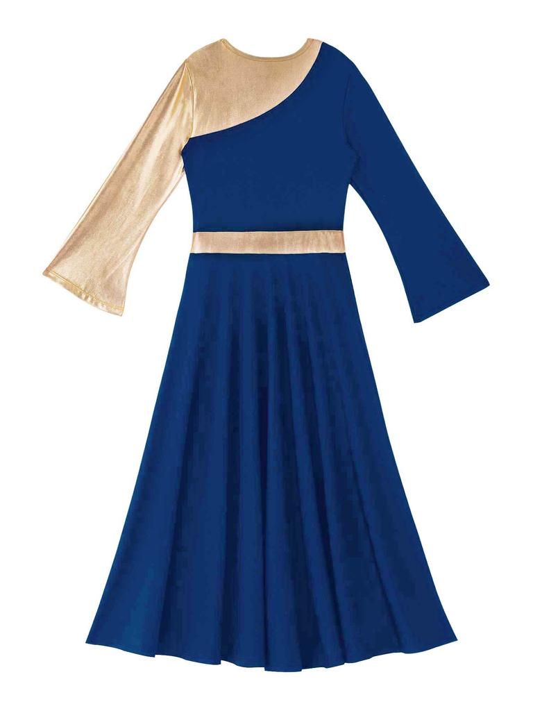 Barn Jenter Liturgisk Lovsangsdanskjole Klokkevidde Langermet Lyriske Kjoler Tilbedelseskostyme Kirke