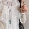 Green Wooden Round Bead Long Necklace Pendant Rope Women's Mori Retro Design Sweater Chain Niche Neck Accessories